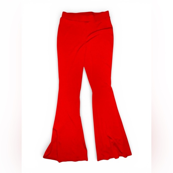 NWOT SHEIN SXY Red High-Waisted Flare Wide Legs Pants - Picture 4 of 7